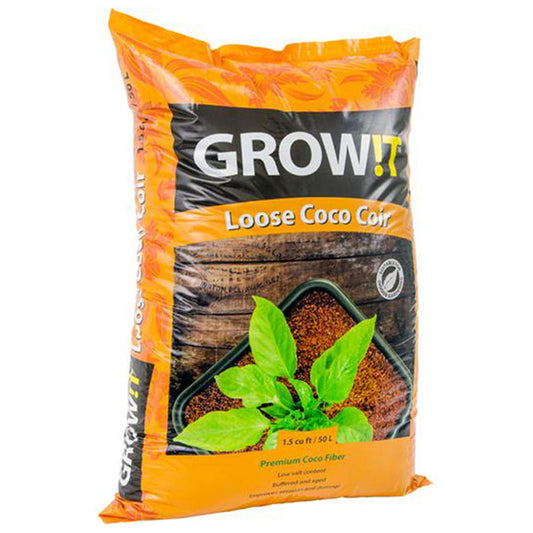 Hydrofarm GROW!T Coco Coconut Coir Fiber Garden Loose Growing Medium, 1.5 Cu Ft