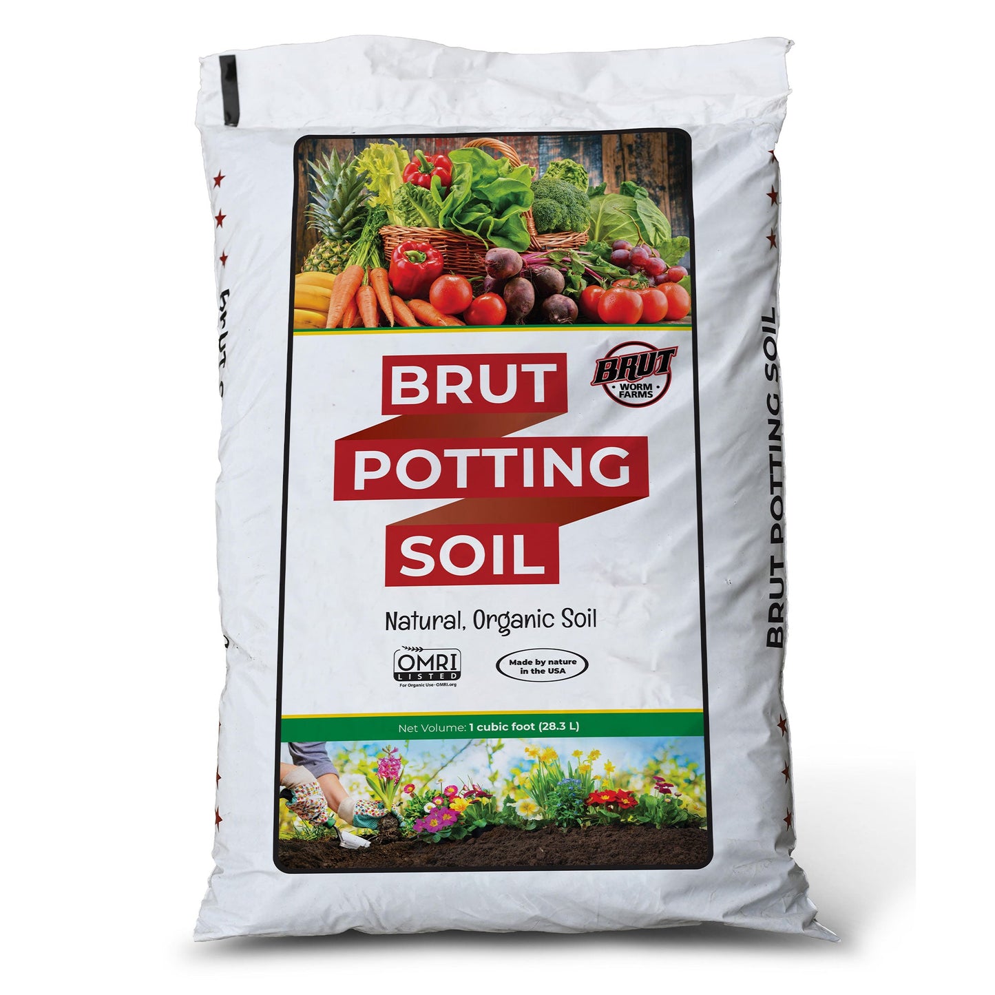 Brut Organic Potting Soil, 1 CF,  Indoor and Outdoor Container Plants, 2 Pack