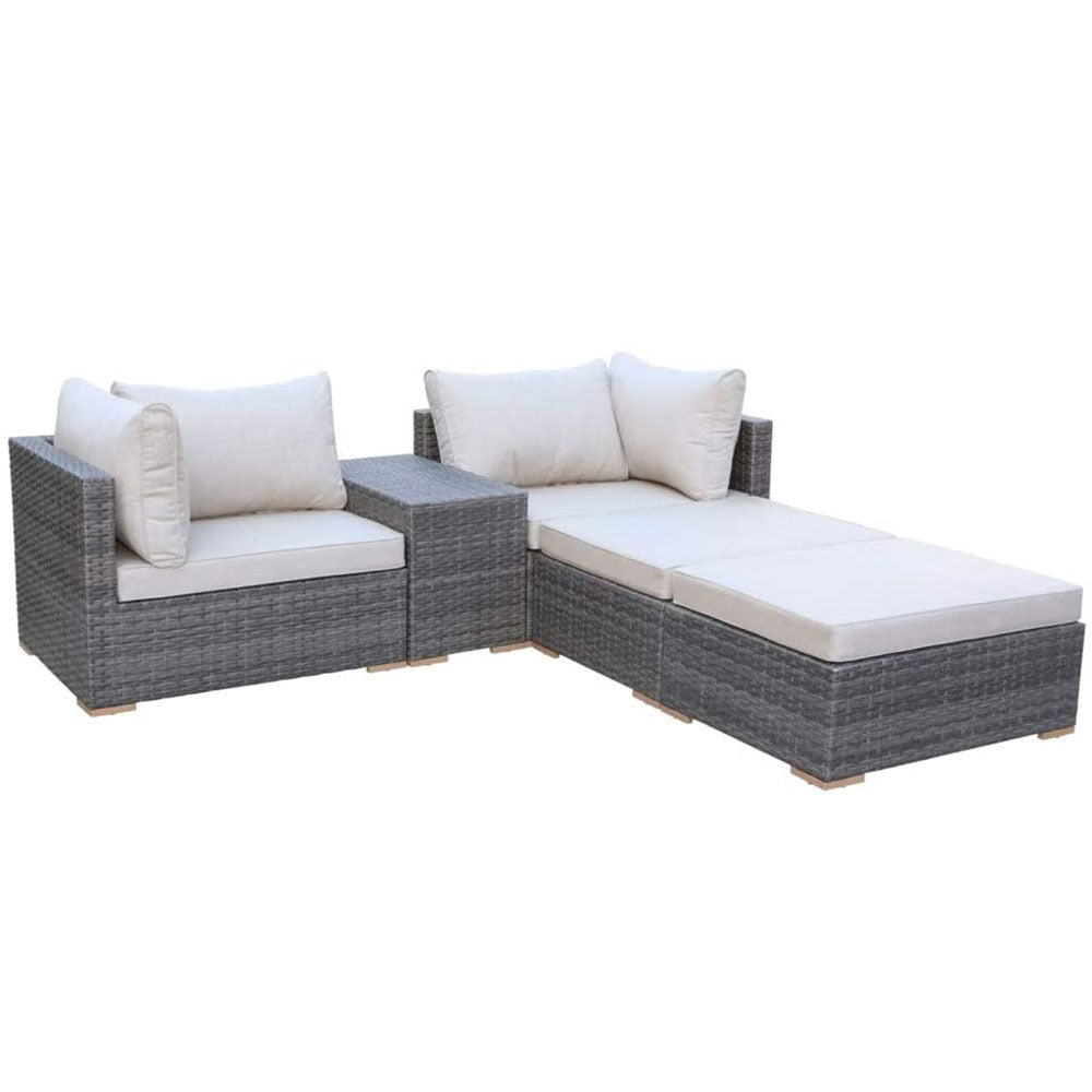 Allspace 5 Piece UV Protected Wicker Patio Set with Protective Covers, Beige