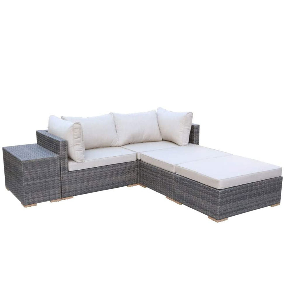 Allspace 5 Piece UV Protected Wicker Patio Set with Protective Covers, Beige