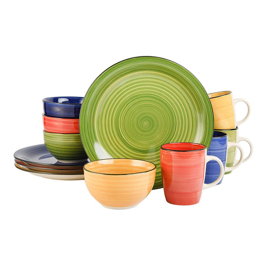 Gibson Home 95631.12RM Color Vibes 12 Piece Dinnerware Set, Assorted Colors