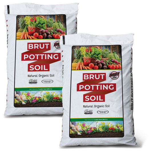 Brut Organic Potting Soil, 1 CF,  Indoor and Outdoor Container Plants, 2 Pack