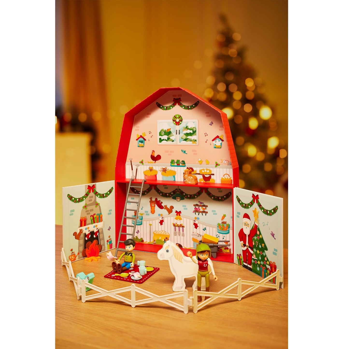 Hape E3410 Kids Wooden Pony Farm Christmas Advent Calendar Set with 24 Figures