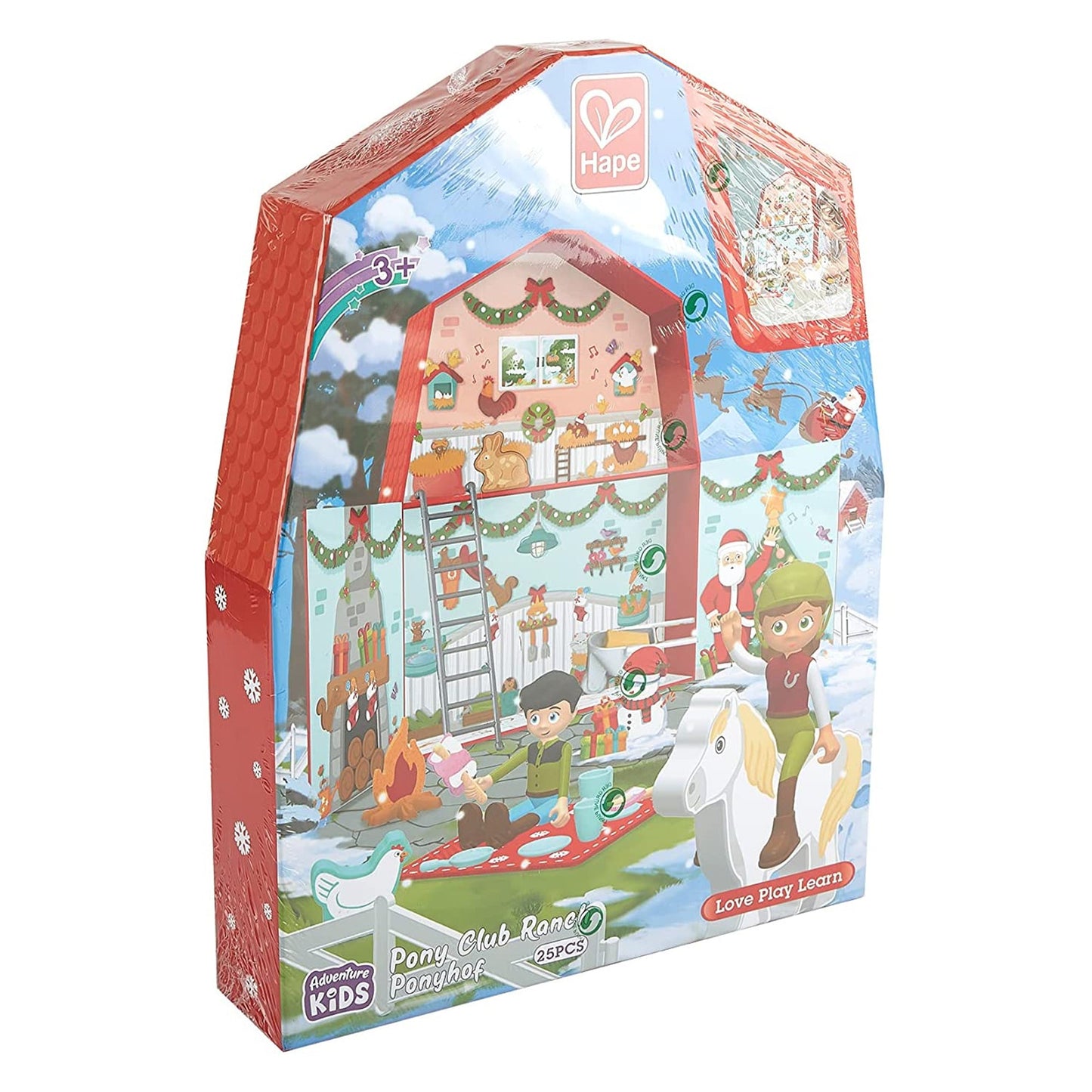 Hape E3410 Kids Wooden Pony Farm Christmas Advent Calendar Set with 24 Figures