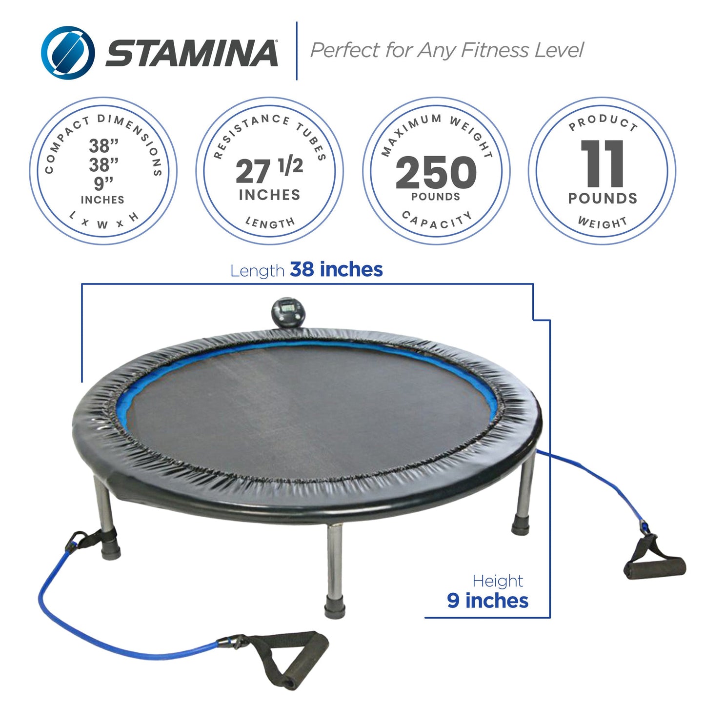 Stamina Products 35-1632 38 Inch Intone Plus  Rebounder with Resistance Bands