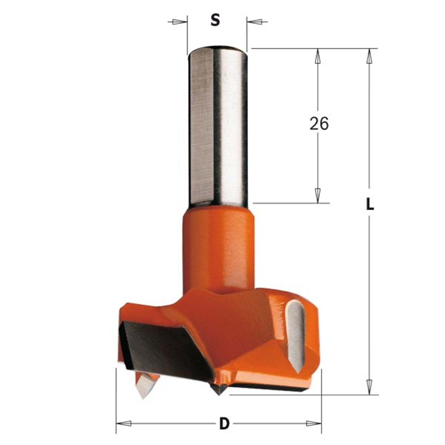 CMT USA 317.240.11 10 x 26mm Parallel Shank Hinge Boring Bit with Scoring Knives