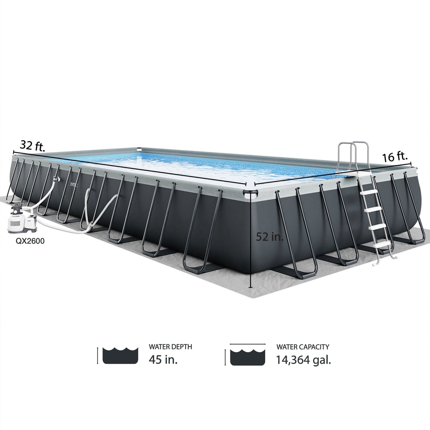 Intex 32' x 16' x 52" Ultra XTR Rectangular Outdoor Swimming Pool Set with Pump