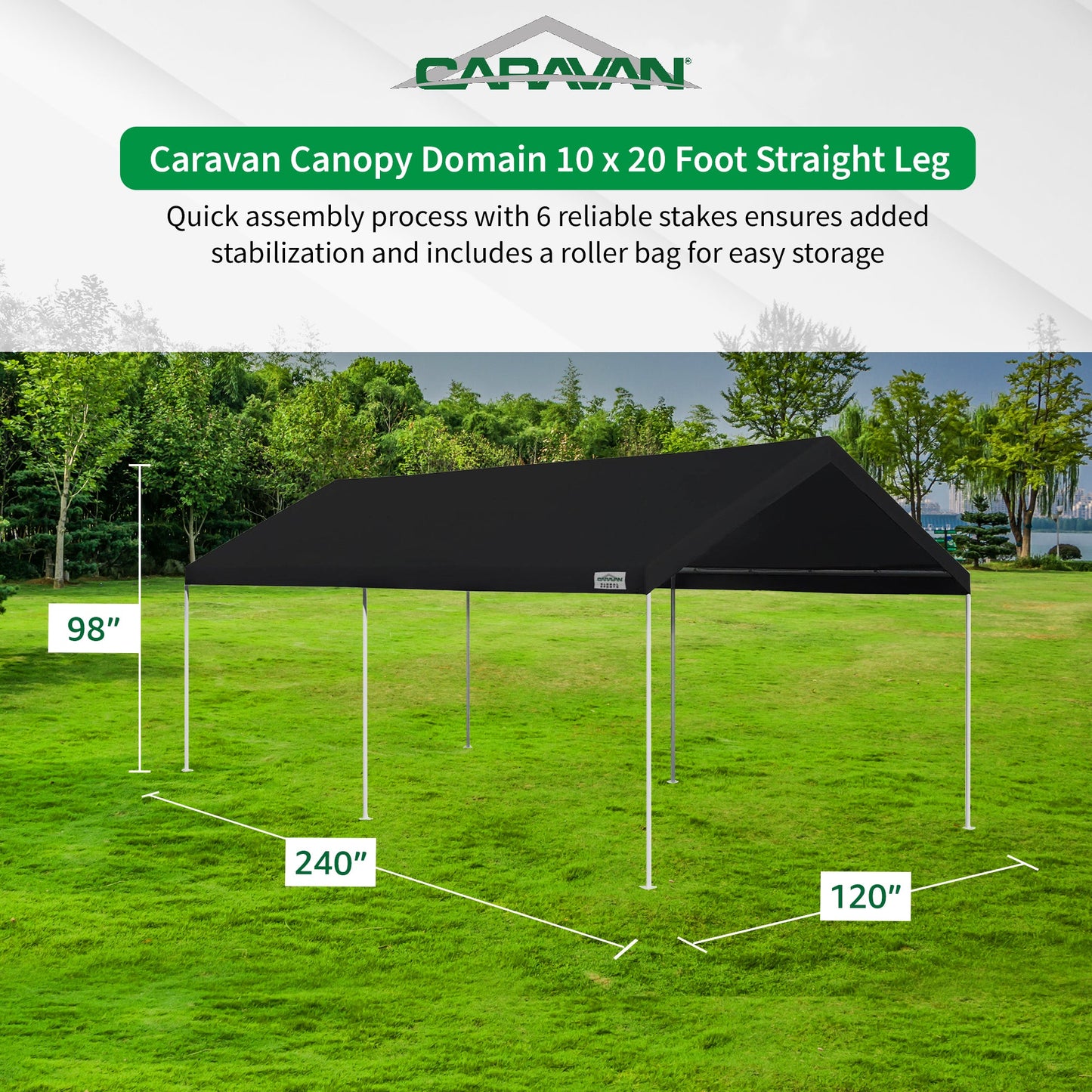 Caravan Canopy Domain 10 x 20' Straight Leg Instant Canopy Tent Set w/Sidewalls