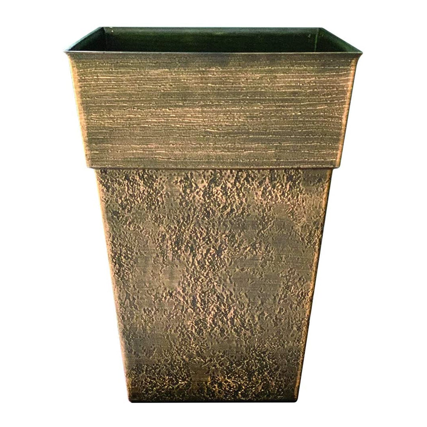 The HC Companies Avino 16 Inch Square Resin Flower Planter Pot, Celtic Bronze