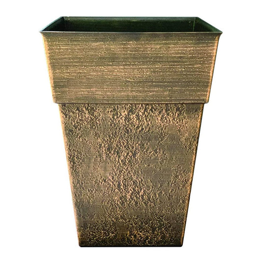 The HC Companies Avino 16 Inch Square Resin Flower Planter Pot, Celtic Bronze