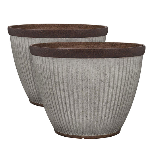 Southern Patio HDR-046868 20.5 Inch Rustic Resin Outdoor Planter Urn (2 Pack)