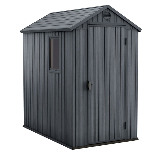 Keter Darwin 4 Foot x 6 Foot Outdoor Garden Tool Storage Shed w/Window, Graphite