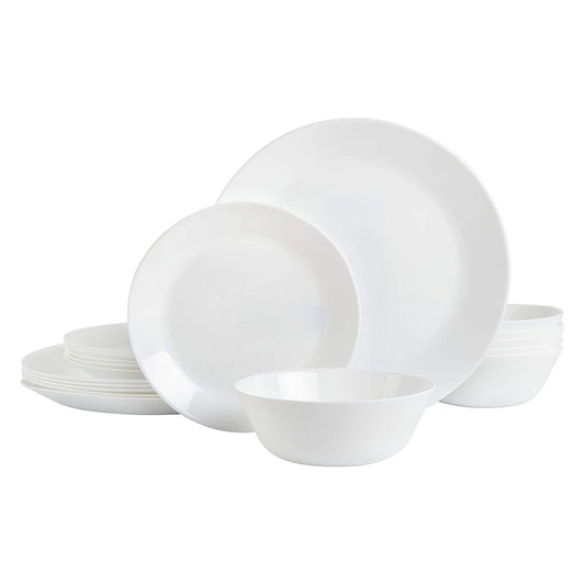 Gibson Home Ultra Break and Chip Resistant 18 Piece Dinnerware Set, Opal Glass