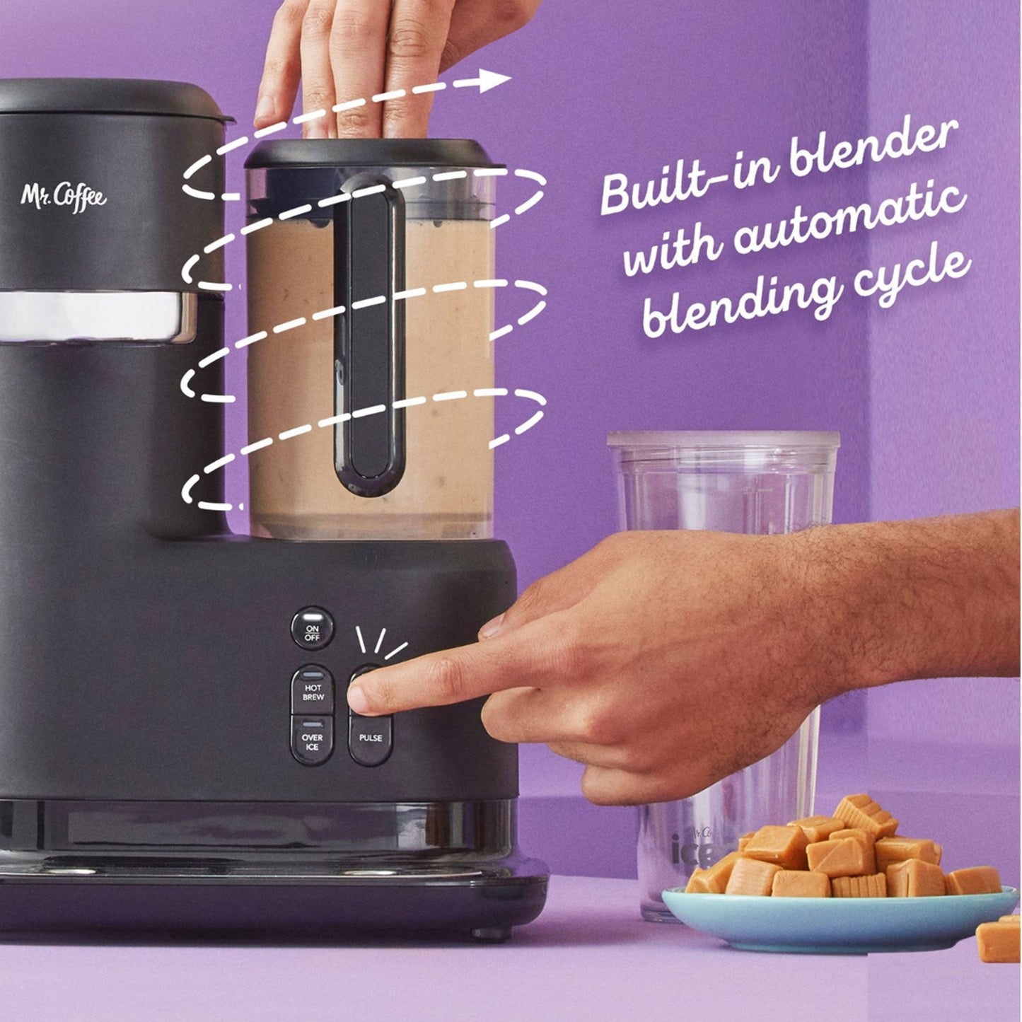 Mr. Coffee Single-Serve Iced and Hot Coffee Maker and Blender with 2 Tumblers