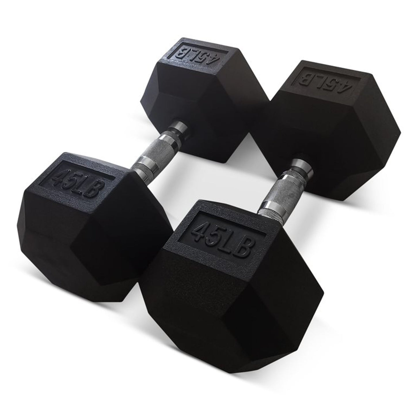 HolaHatha Iron Hexagonal Cast Exercise Dumbbell Free Weight Pair, 45 Pounds