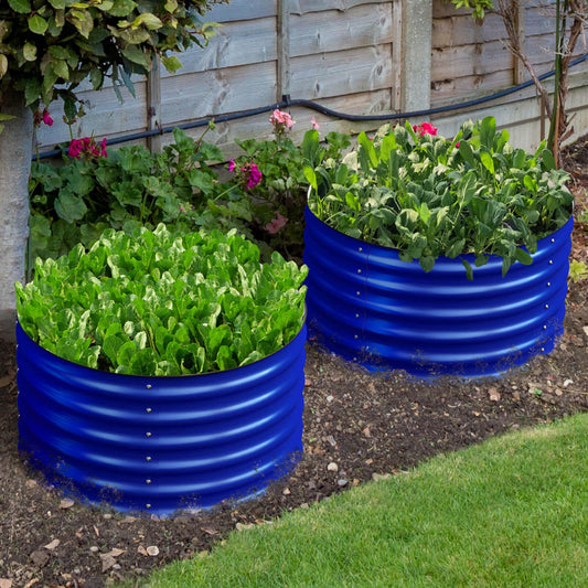 17" Tall, 24" Round Pair Raised Garden Beds , (2) per set. in Cobalt Blue