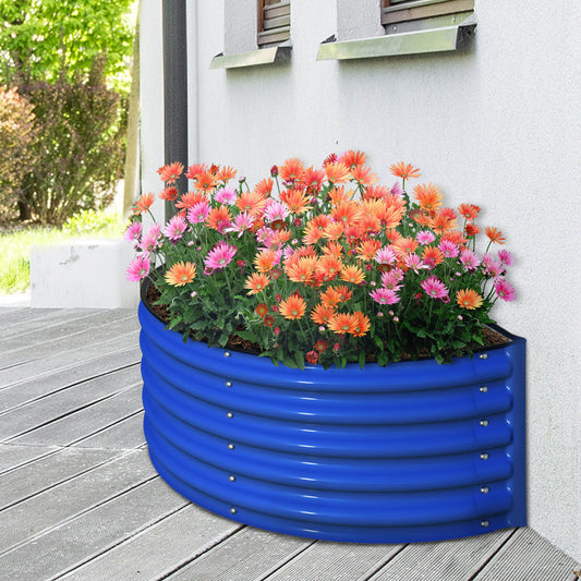 17" Tall Decorative Semi-circle Raised Garden Bed in Cobalt Blue