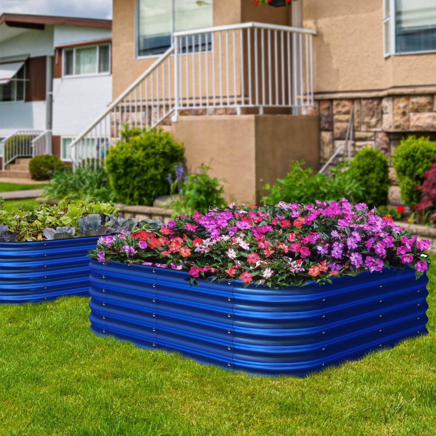 17" Tall, 12-in-1 Raised Garden Bed in Cobalt Blue