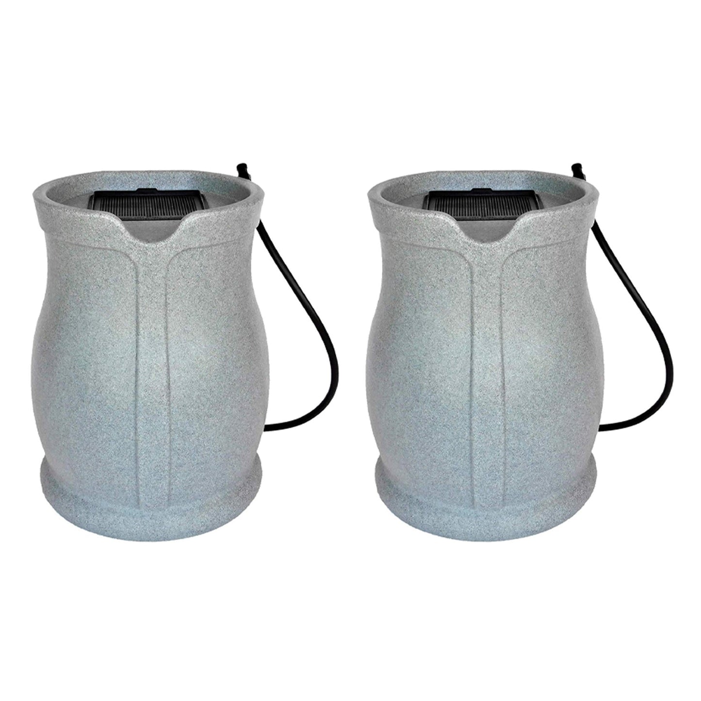 FCMP Outdoor Water Irrigation 45 Gallons Catalina Rain Barrel, Granite (2 Pack)