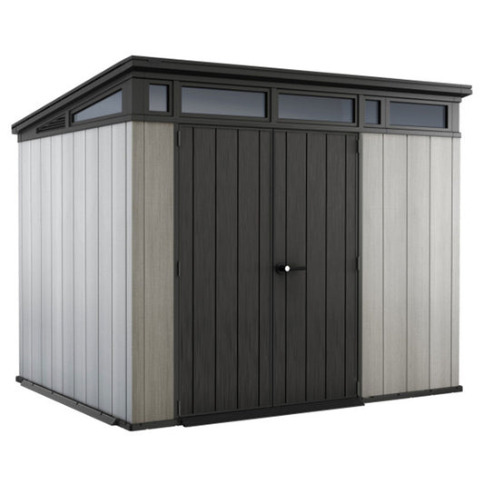 Keter Artisan 9x7 Foot Large Outdoor Shed with Floor with Modern Design, Grey