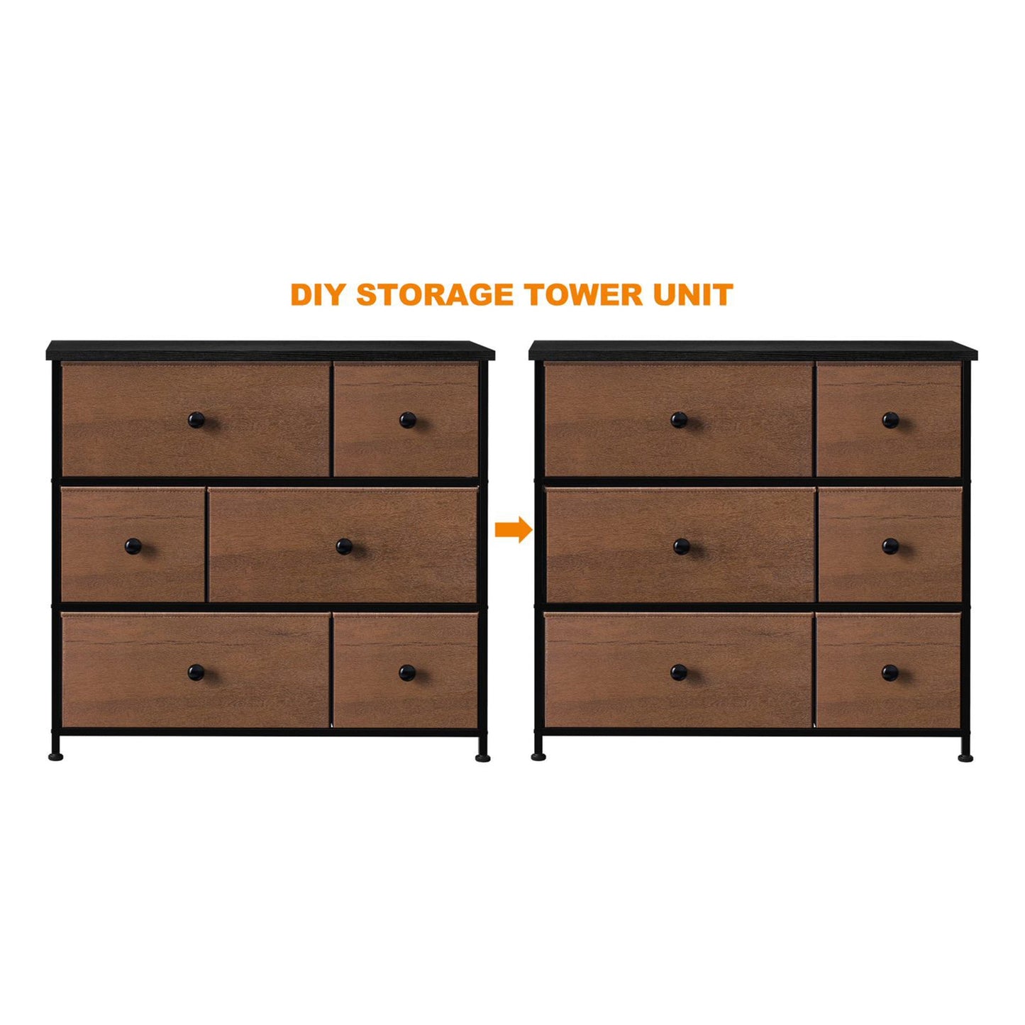 REAHOME 6 Drawer Dresser Organization Storage Unit with Steel Frame, Espresso