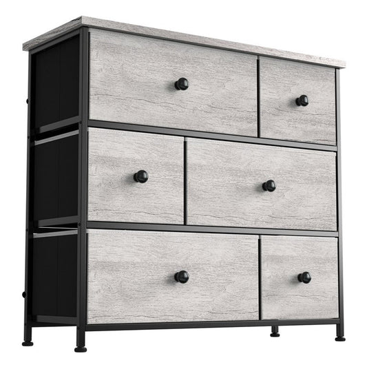 REAHOME 6 Drawer Dresser Organization Storage Unit with Steel Frame, Dark Taupe