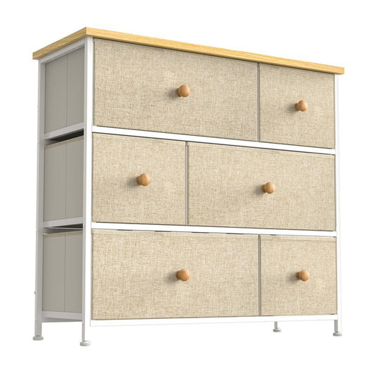 REAHOME 6 Drawer Dresser Organization Storage Unit with Steel Frame, Taupe