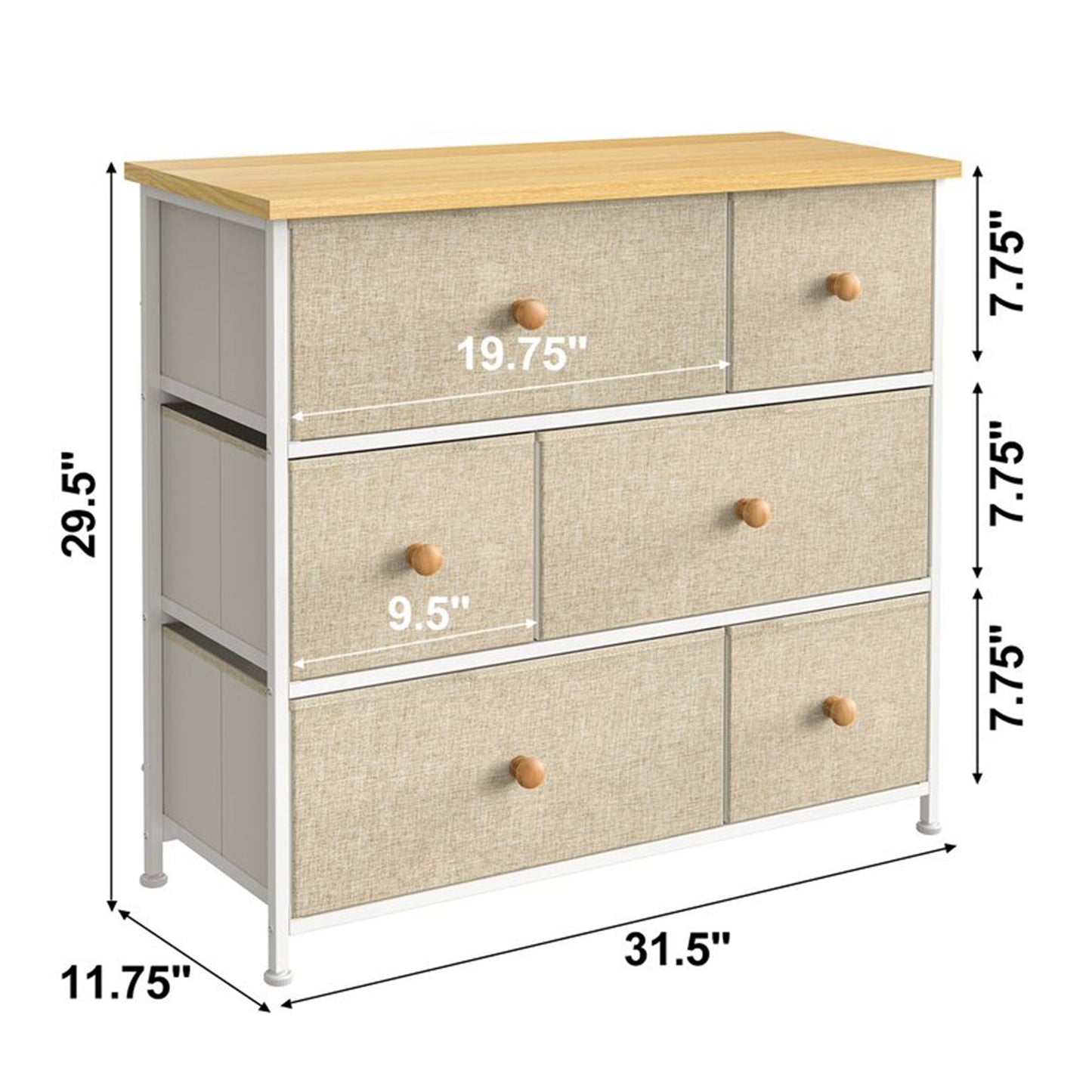 REAHOME 6 Drawer Dresser Organization Storage Unit with Steel Frame, Taupe