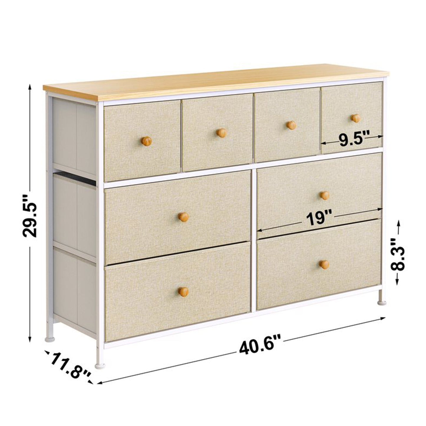 REAHOME 8 Drawer Steel Frame Bedroom Storage Organizer Chest Dresser, Taupe