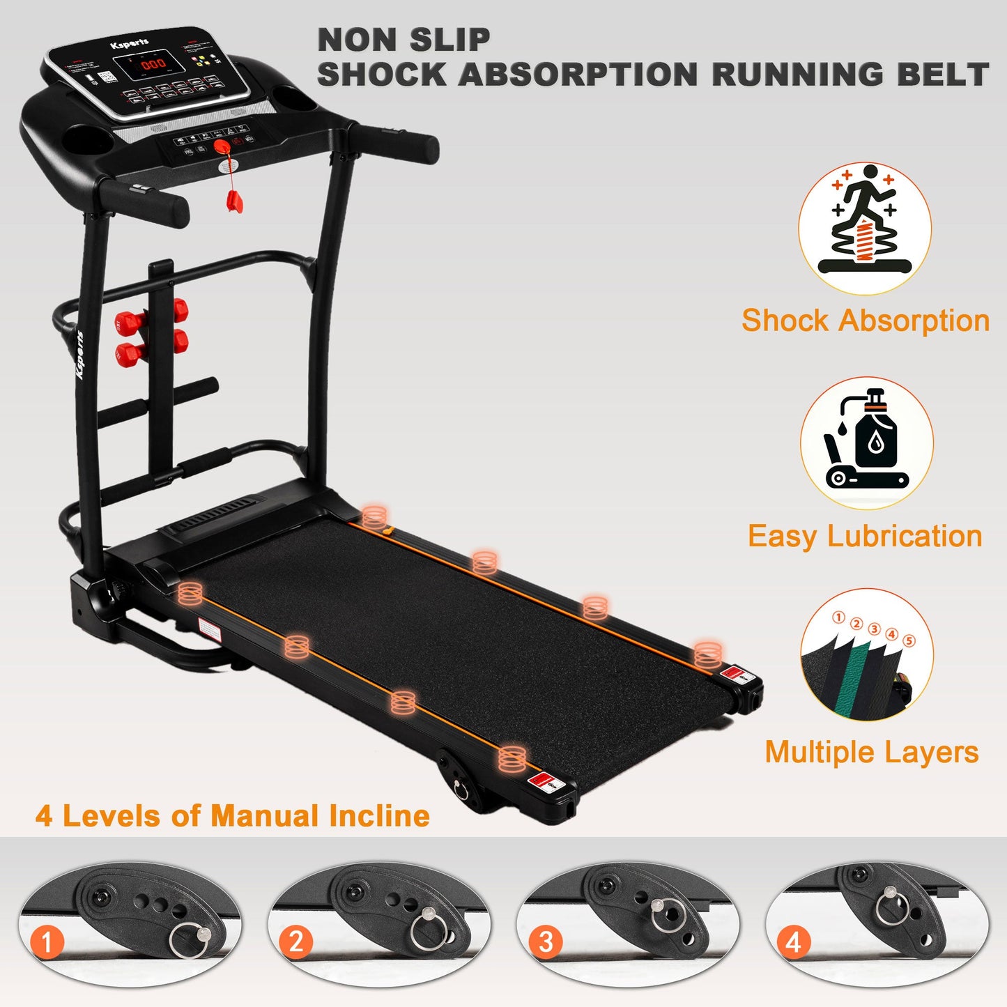 Ksports 16 Inch Wide Foldable Home Treadmill w/ Bluetooth & Fitness Tracking App