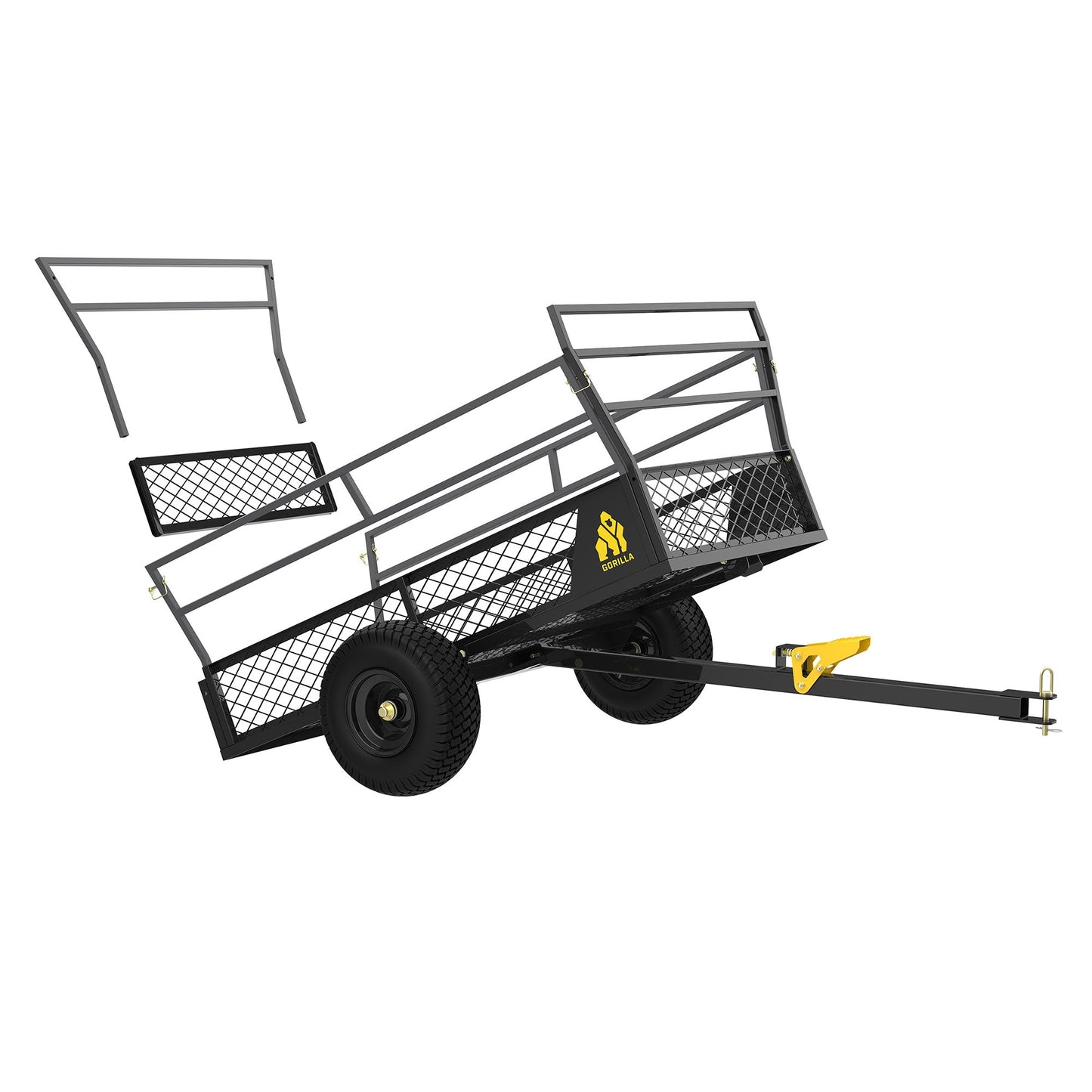 Gorilla 1400lb Steel ATV Trailer Garden Cart w/Removable Sides & 3-in-1 Tailgate