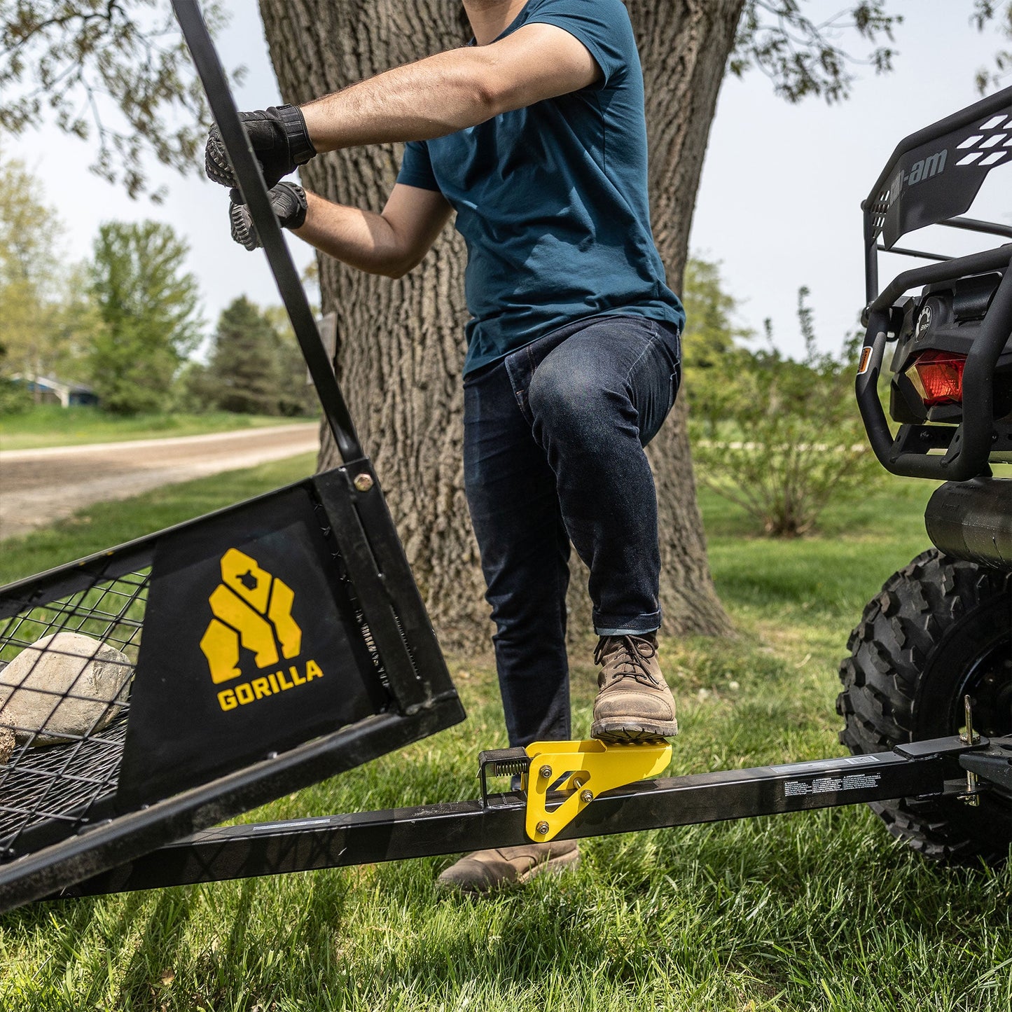 Gorilla 1400lb Steel ATV Trailer Garden Cart w/Removable Sides & 3-in-1 Tailgate