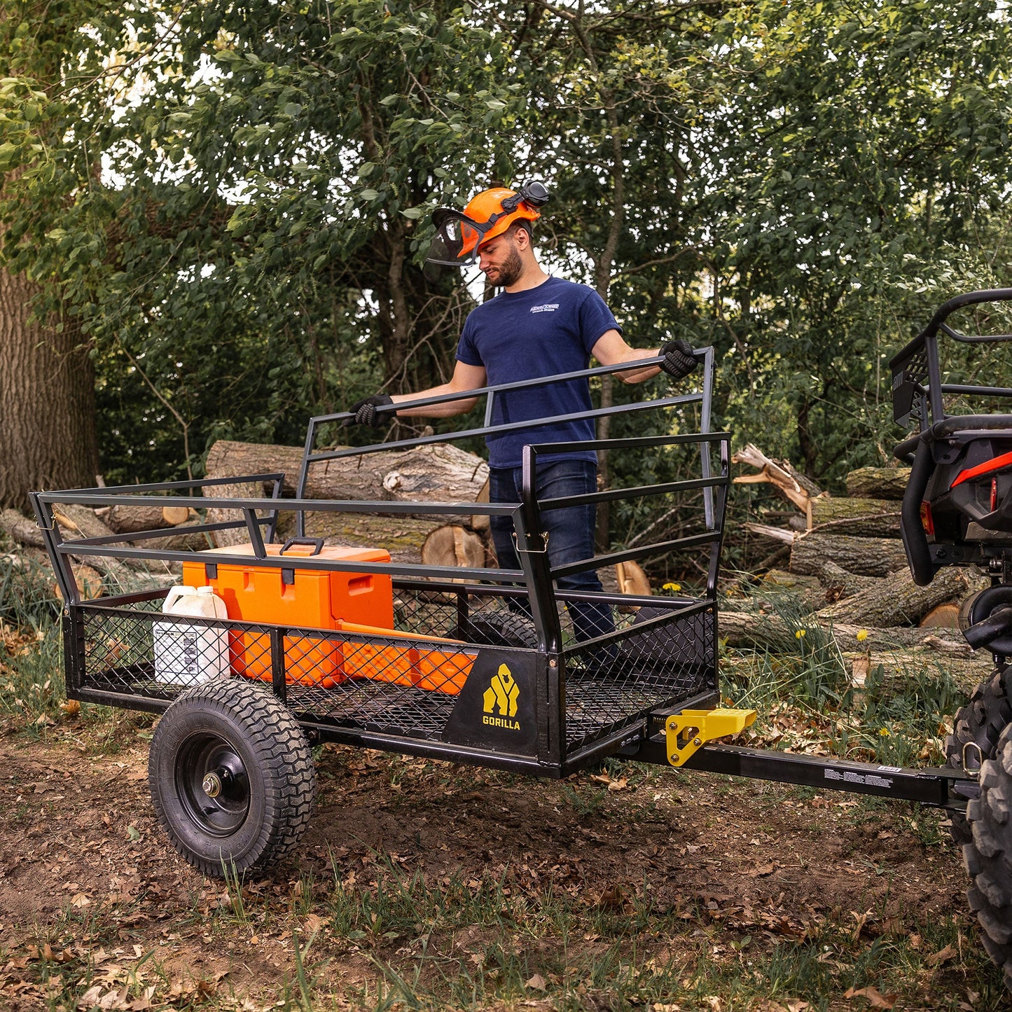 Gorilla 1400lb Steel ATV Trailer Garden Cart w/Removable Sides & 3-in-1 Tailgate