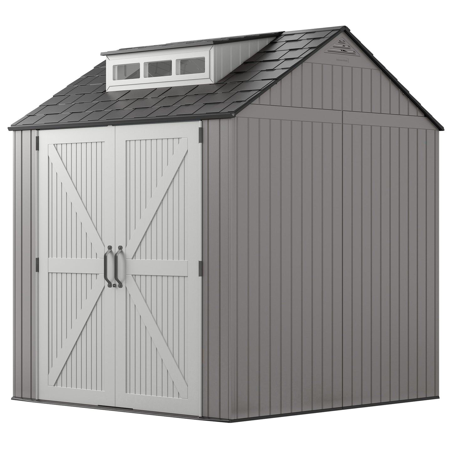 Rubbermaid 7x7 Ft Weather Resistant Resin Backyard Outdoor Storage Shed, Gray