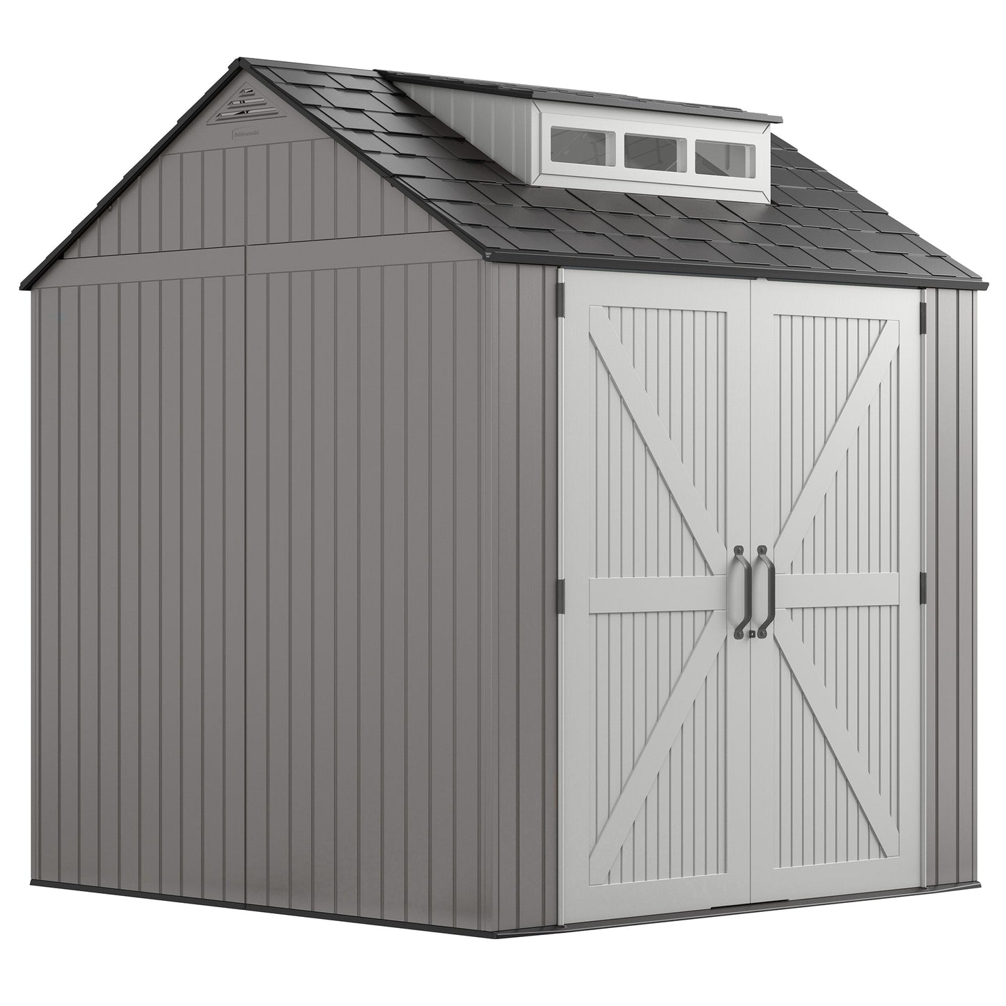 Rubbermaid 7x7 Ft Weather Resistant Resin Backyard Outdoor Storage Shed, Gray