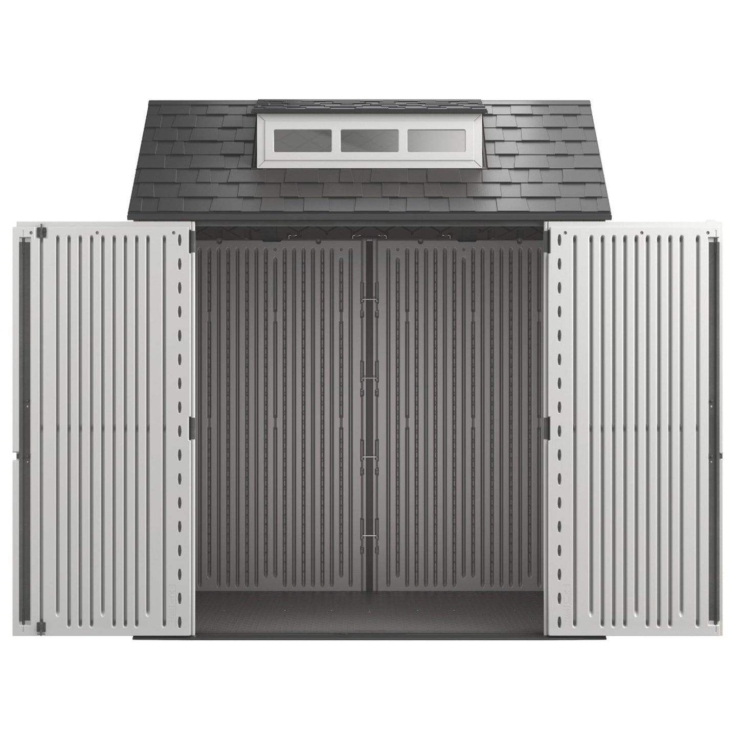 Rubbermaid 7x7 Ft Weather Resistant Resin Backyard Outdoor Storage Shed, Gray