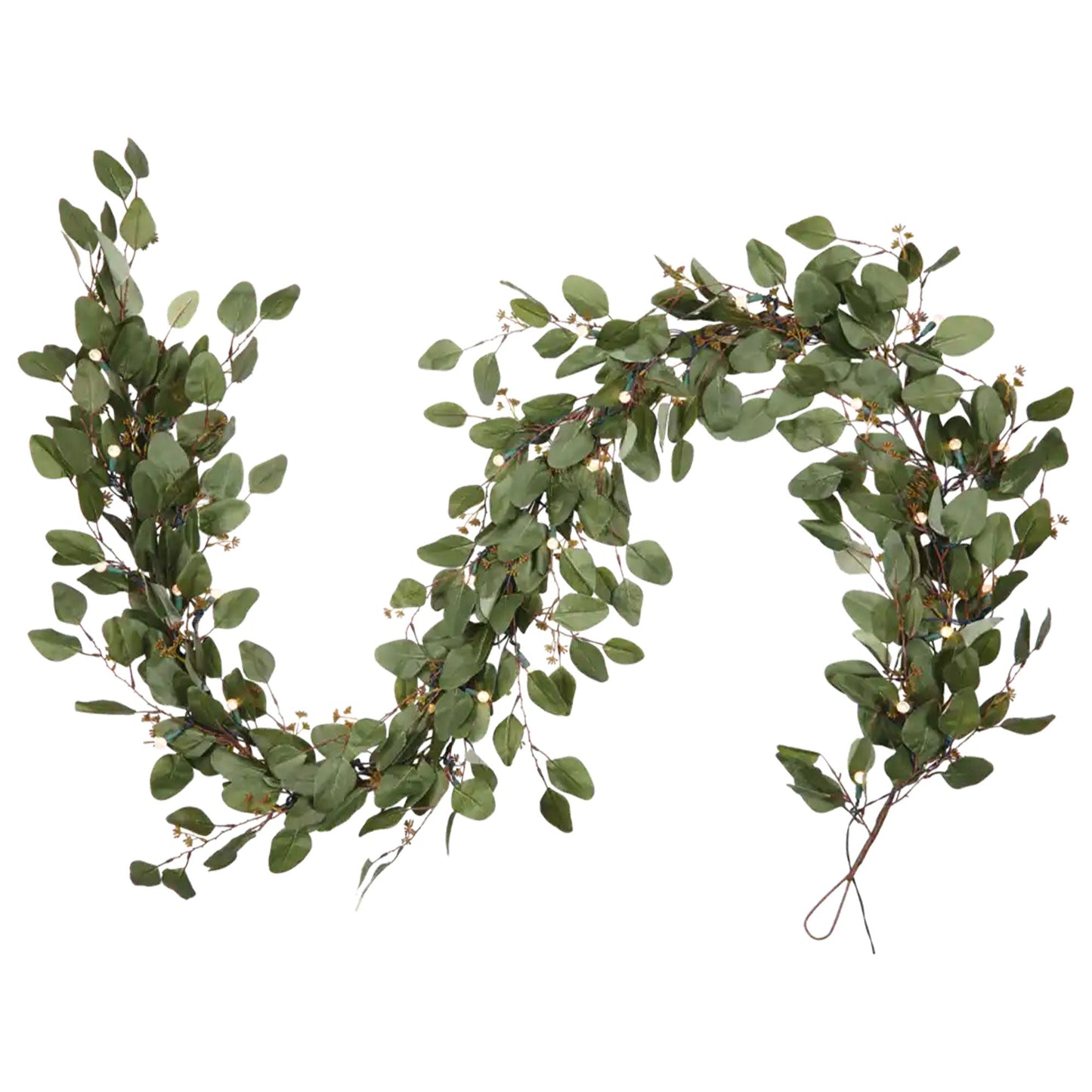 NOMA 9' Pre-Lit Flocked Eucalyptus Christmas Garland with 35 Warm White Lights