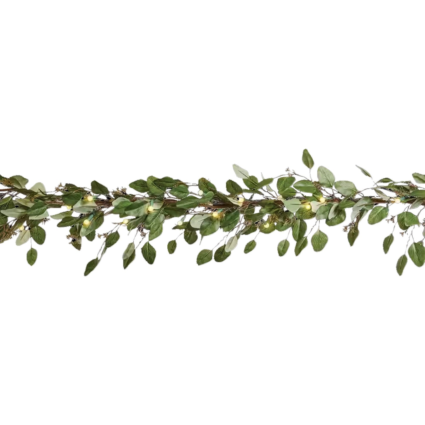 NOMA 9' Pre-Lit Flocked Eucalyptus Christmas Garland with 35 Warm White Lights