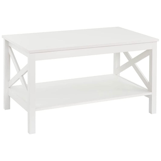 ClosetMaid X Frame Living Room Accent Coffee Table with Shelf Storage, White