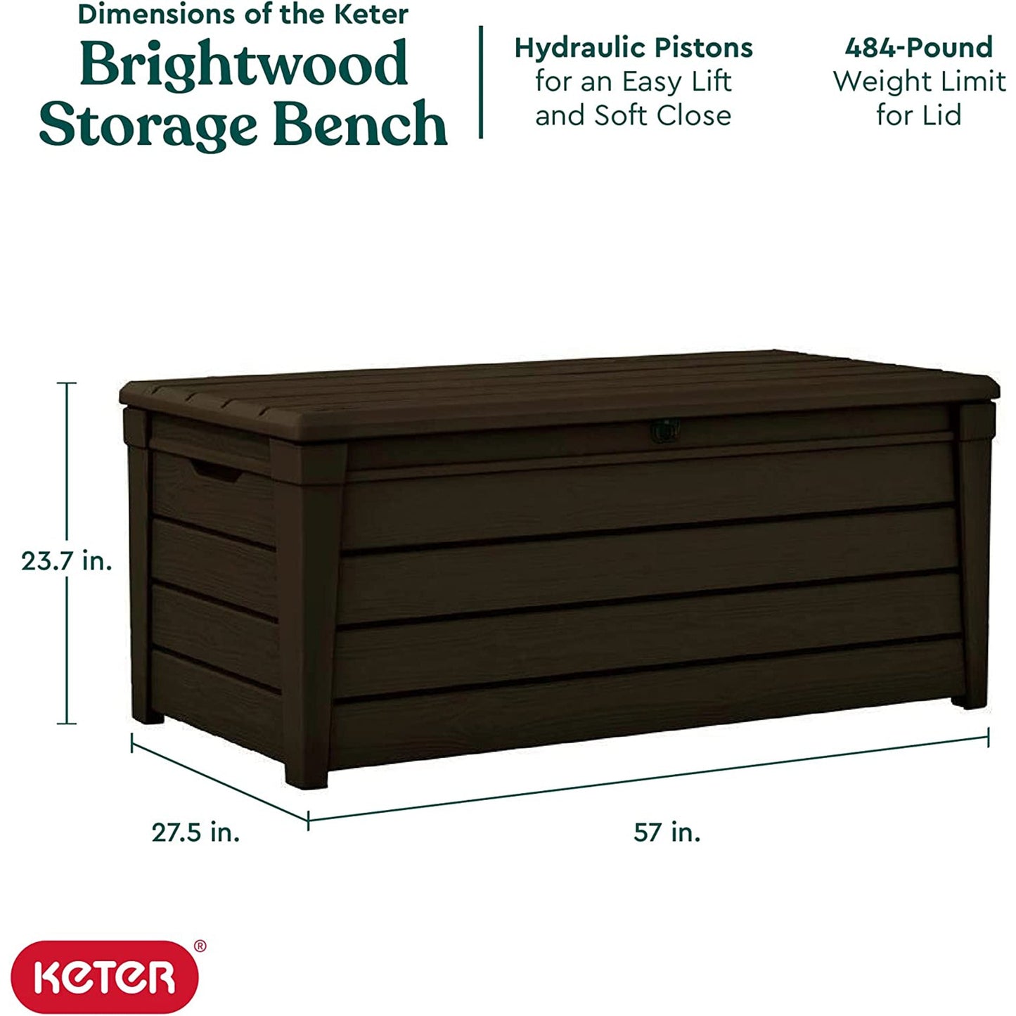 Keter Brightwood Weatherproof Resin Patio Deck Storage Box Bench, Brown (2 Pack)