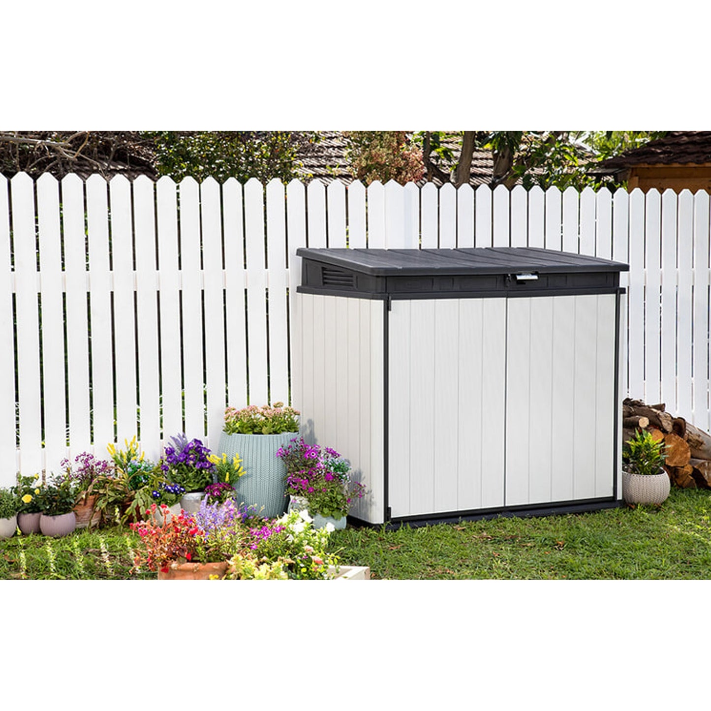 Keter Premier XL Outdoor All Weather Patio Garden Storage Tool Shed, Light Grey