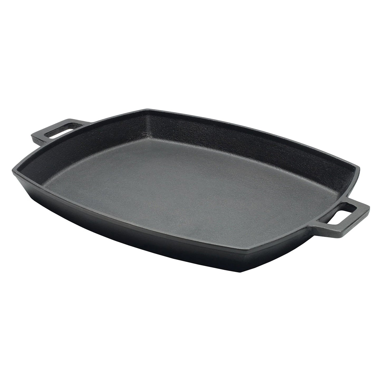 Bayou Classic 12 x 14 Inch Cast Iron Shallow Pan with Wide Loop Handles, Black