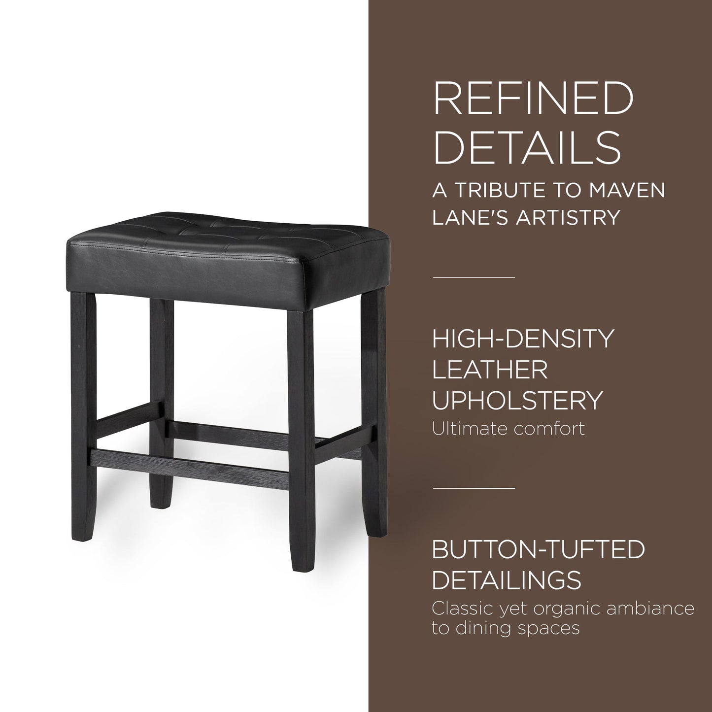 Carte: A La Carte Home Harper Counter Stool, Rustic Black Wood Finish, Set of 2