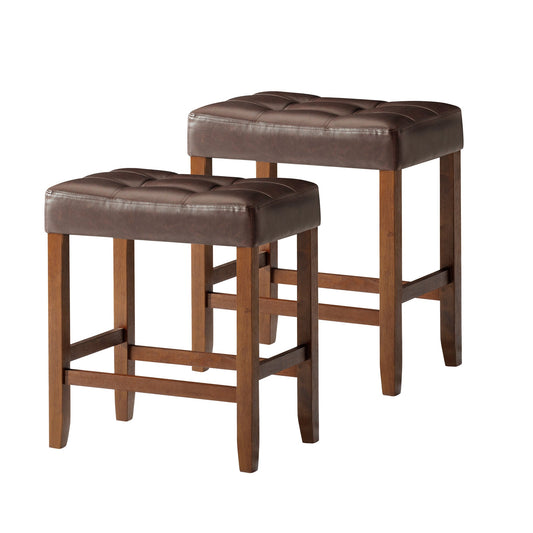 Carte: A La Carte Home Harper Counter Stool in True Walnut Wood Finish, Set of 2