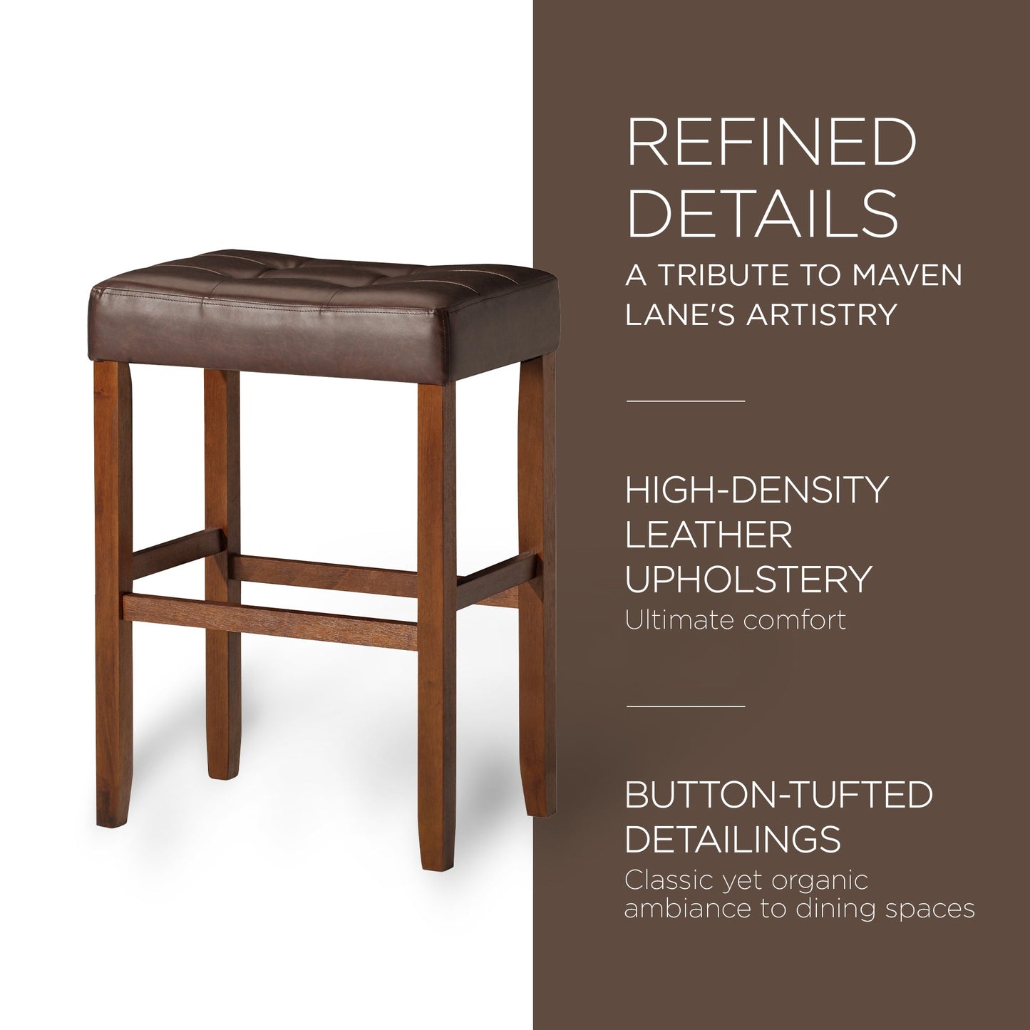 Carte: A La Carte Home Harper Bar Stool, True Walnut Wood w/ Brown Vegan Leather, Set of 2