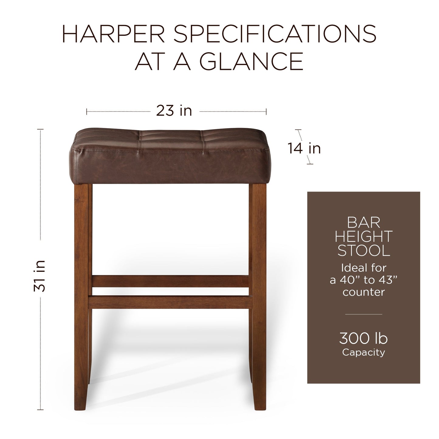 Carte: A La Carte Home Harper Bar Stool, True Walnut Wood w/ Brown Vegan Leather, Set of 2