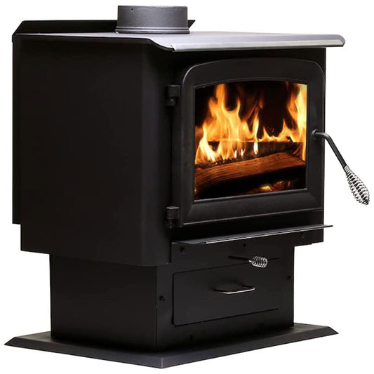 Ashley Hearth Products 2,000 Square Feet 89,000 BTUs Pedestal Wood Stove, Black