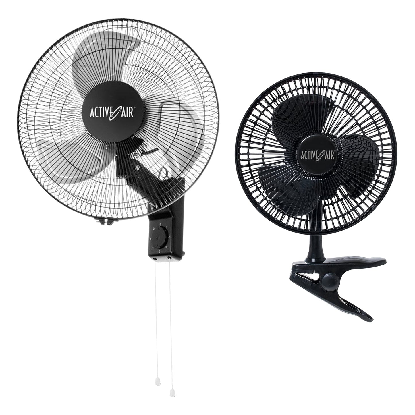 Hydrofarm 16" Oscillating Tilt Fan & Active Air 8" Clip On Brushless Motor Fan