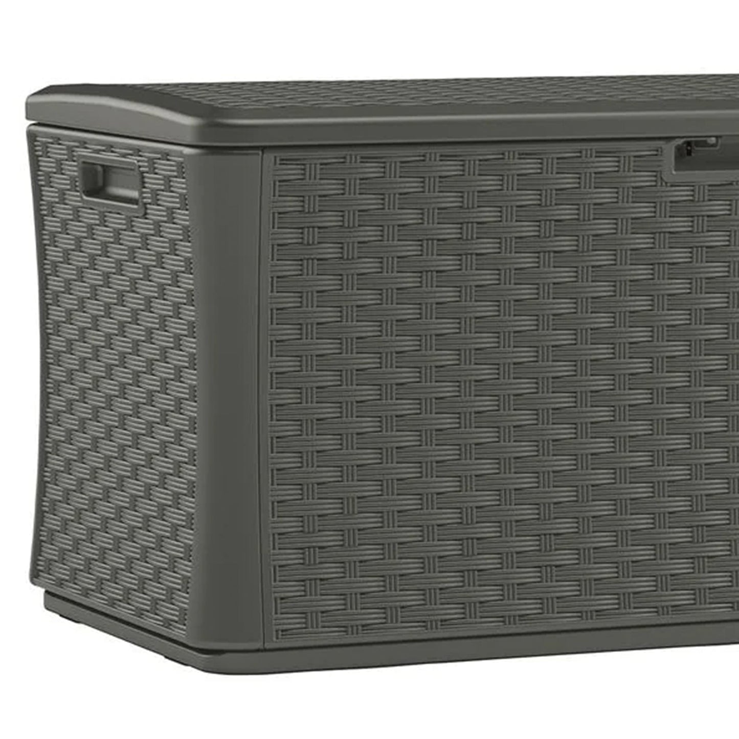 Suncast 134 Gallon All-Weather Outdoor Wicker Patio Storage Deck Box, Stoney