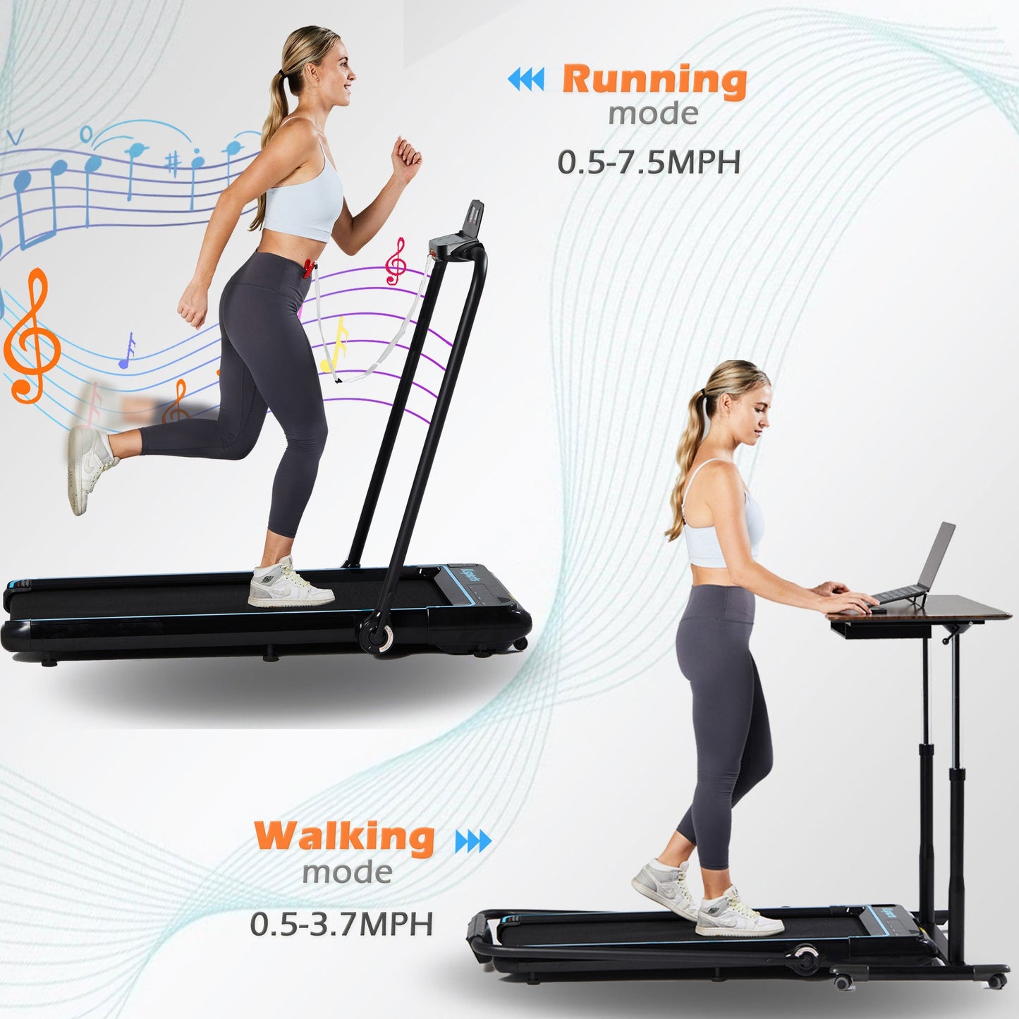 Ksports 3 in 1 Folding Electric Treadmill for Cardio Strength Training Workout